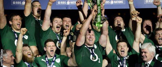 Ireland lift the 2014 Six Nations trophy