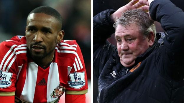 Sunderland striker Jermain Defoe and Hull boss Steve Bruce