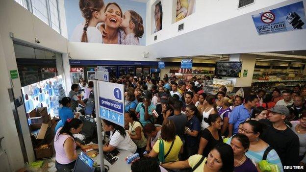 People queuing at the Farmatodo drugstore Caracas Feb 3 2015