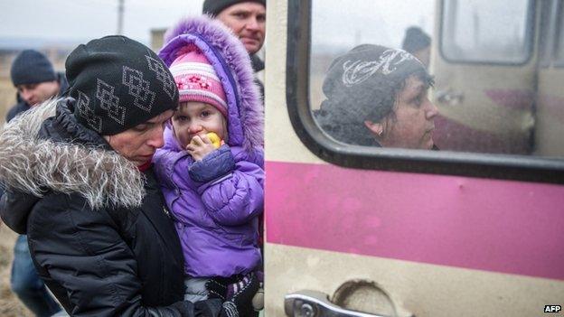 Refugees in Donetsk region. Photo: 5 February 2015