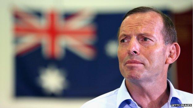 Australian Prime Minister, Tony Abbott looks on during a press conference held on 8 January 2015 in Adelaide, Australia.