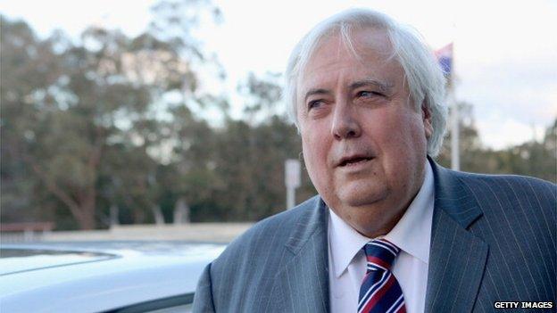 Senator Clive Palmer leaves Parliament House on 26 June 2014 in Canberra, Australia.