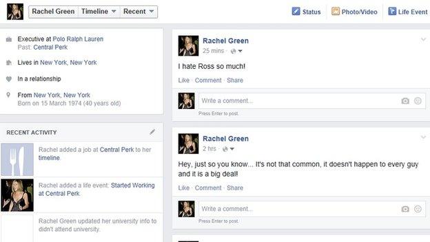 Rachel Green's Facebook account