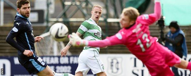 Leigh Griffiths has an effort saved