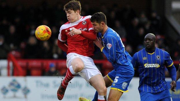 Newport defender Kevin Feely was sent off in the 55th minute against Wimbledon