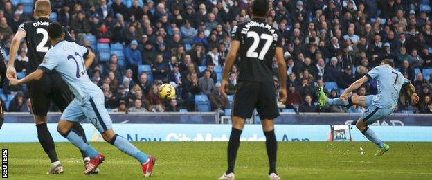 James Milner scores for Manchester City