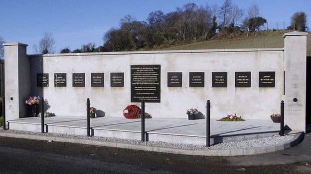 The memorial commemorates the Kingsmill massacre of 1976, in which 10 Protestant workmen were shot dead by the IRA