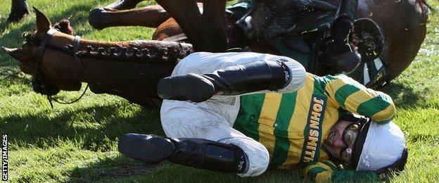 AP McCoy fall from from Butler's Cabin in the 2008 Grand National