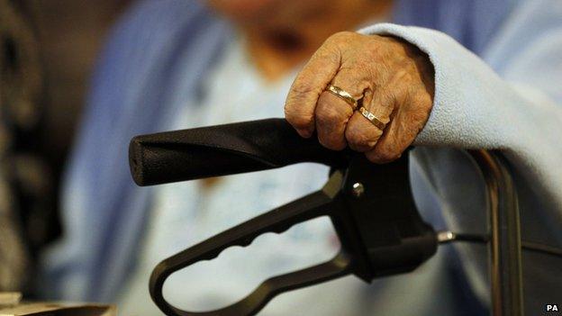 Elderly woman in wheelchair