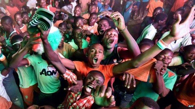 Ivory Coast fans celebrate after winning the Afican Cup of Nations