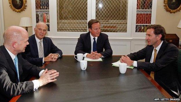 William Hague, Vince Cable, David Cameron and Stephen Green