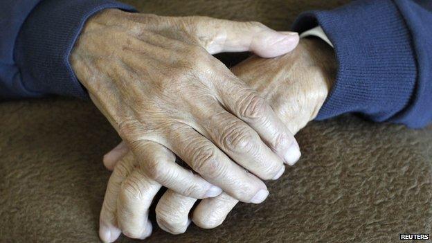 Hands of an elderly person