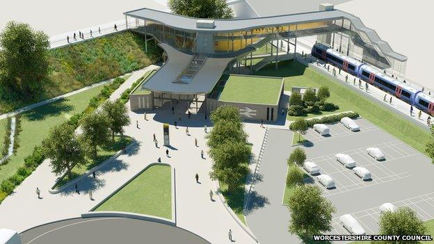 Artist's impression of the proposed Worcestershire Parkway rail station