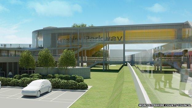 Artist's impression of the proposed Worcestershire Parkway rail station