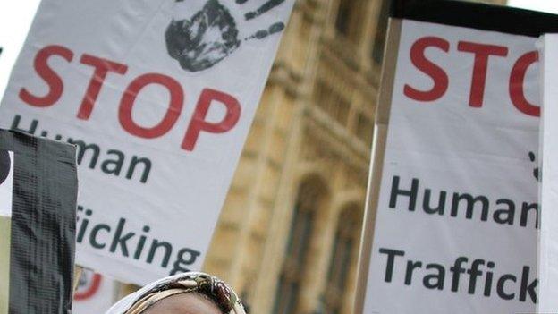 Demo outside parliament on Anti-slavery Day 2013