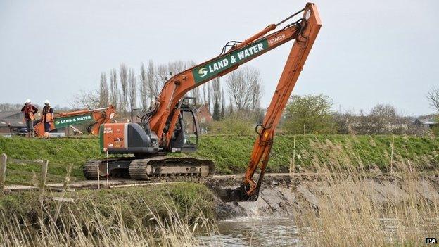 Dredging taking place on the River Parrett in Somerset