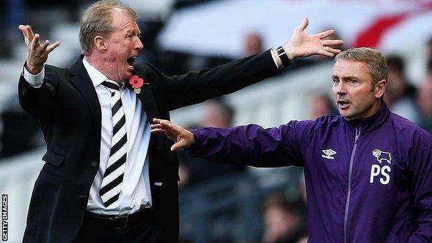 Derby head coach Steve McClaren (left) and first-team coach Paul Simpson