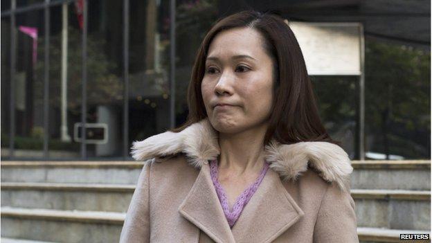 Law Wan-tung, former employer of Indonesian domestic helper Erwiana Sulistyaningsih, leaves the district court in Hong Kong 8 January 2015