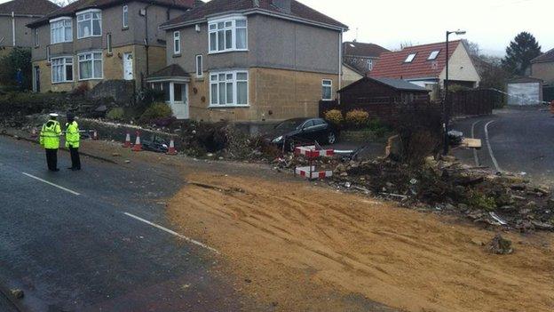 The aggregate the lorry was carrying spread over the road