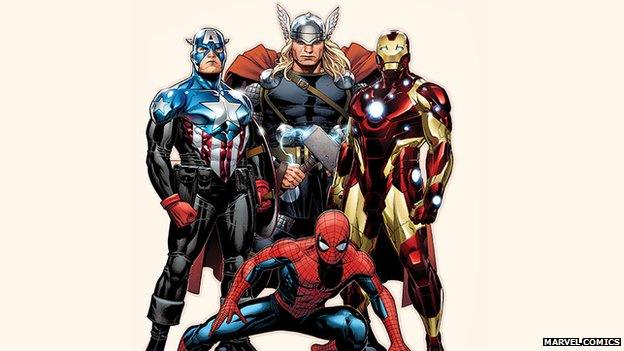Captain America, Thor, Iron Man and Spider-Man