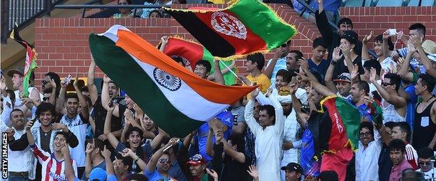 India and Afghanistan fans at the Adelaide Oval