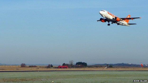 Easyjet plane taking off from Inverness Airport