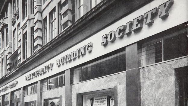 Outside the building society in Queen Street, Cardiff