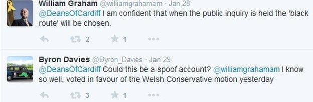 William Graham and Byron Davies tweets