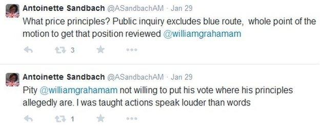 Antoinette Sandbach comments on Twitter