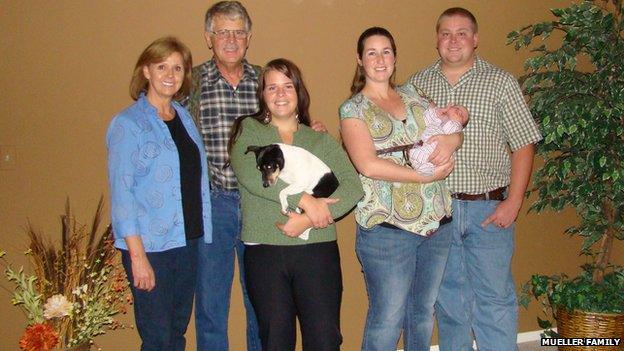 The Mueller family, with Kayla at the centre