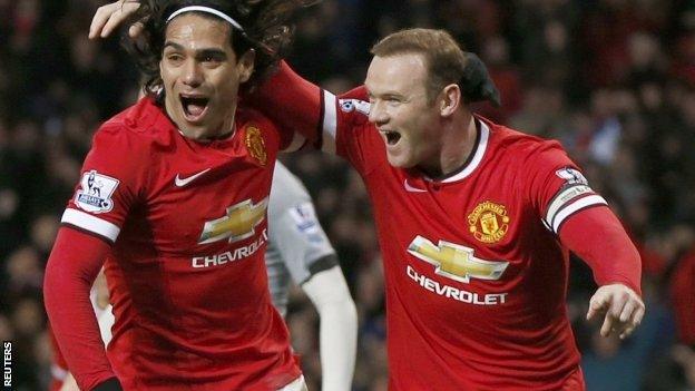 Radamel Falcao and Wayne Rooney