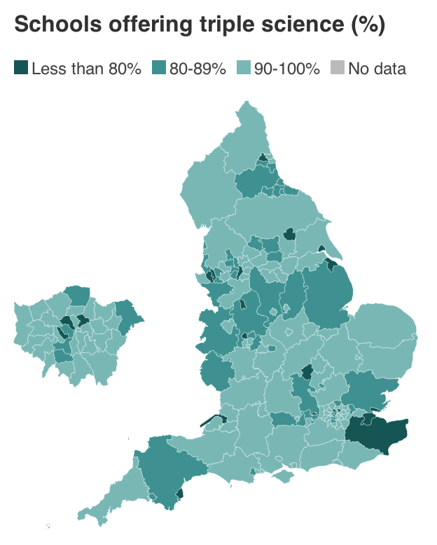 Map of triple science uptake