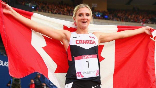 Canada's Brianne Theisen-Eaton, who won a gold medal in the heptathlon in the 2014 Commonwealth Games