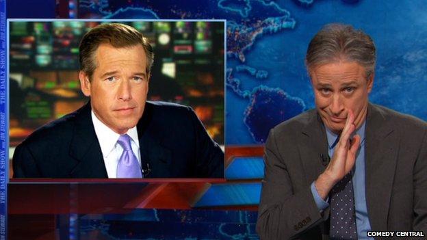 Jon Stewart addresses the Brian Williams scandal on his show on 9 February 2015