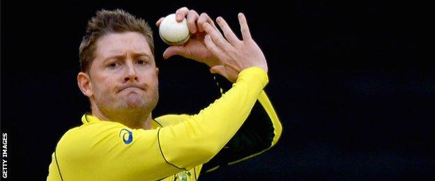 Australia captain Michael Clarke bowling