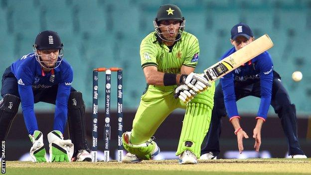 Pakistan captain Misbah-ul-Haq plays a reverse sweep