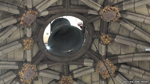 Great Malvern Priory bells being moved