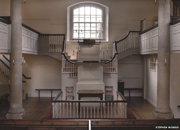 Inside the original chapel, built by John Wesley