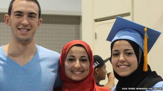 Deah Barakat, his wife Yusor Mohammad Abu-Salha and her sister Razan Mohammad Abu-Salha.