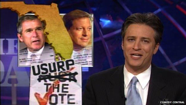 Screen shot from The Daily Show's election coverage in 2000.