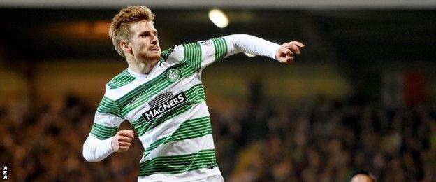 Stuart Armstrong, the last player to score against Celtic, got his first goal for his new club.