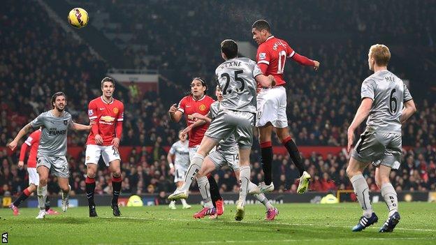 Chris Smalling scores Manchester United's second goal against Burnley