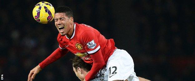 Manchester United defender Chris Smalling in action against Burnley