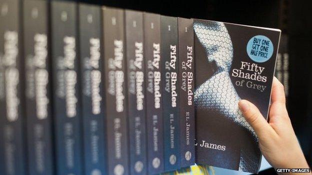 fifty shades of grey book on a shelf