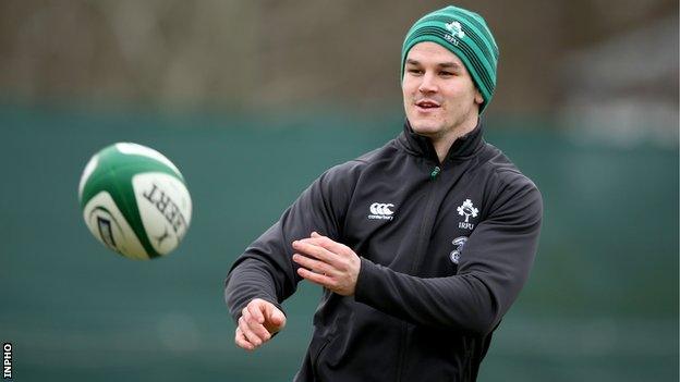 Jonathan Sexton during Ireland training on Thursday