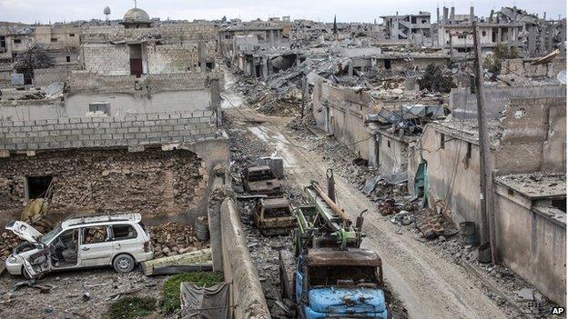 View of devastated street