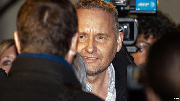 French businessman and defendant Fabrice Paszkowski leaves Lille's courthouse on 10 February 2015