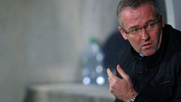 Paul Lambert, taking charge of his final game for Aston Villa, at Hull