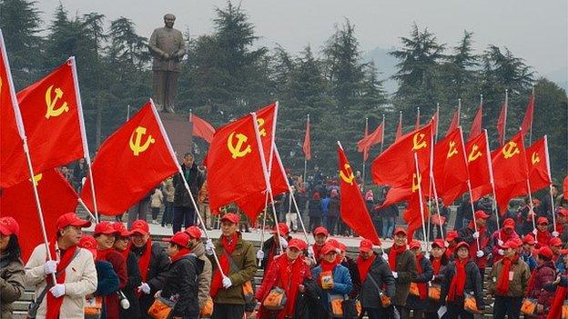 Seventy elder party members from Bejing arrive to commemorate the 121st Anniversary Of Chairman Mao's Birthday on December 25, 2014 in Shaoshan, Hunan province of China