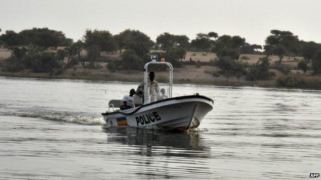 Chadian police patrol Lake Chad